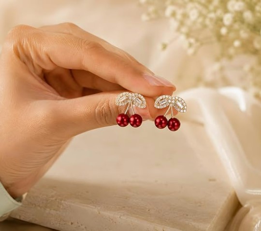 Cherry Drop Earrings Stud